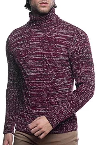 Karl´s People Pullover & Strickmode Karl´s People Herren Strick-Pullover mit Rollkragen • Männer Winter Rollkragen-Pullover • Warmer Herren Rolli stylischer Herren Strick-Pulli • Angenehmer Männer Pulli Grobstrick 7489