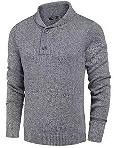 COOFANDY Pullover & Strickmode COOFANDY Herren Pullover Schalkragen Moderner Slim Fit Zopfmuster-Pullover Mit Knopf