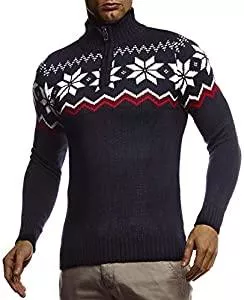 Leif Nelson Pullover & Strickmode Leif Nelson Herren Strickpullover Pullover Norwegerpullover Winterpullover Norweger Muster Grobstrickpullover Männer Pulli für Weihnachten Winter SIM Fit LN20758