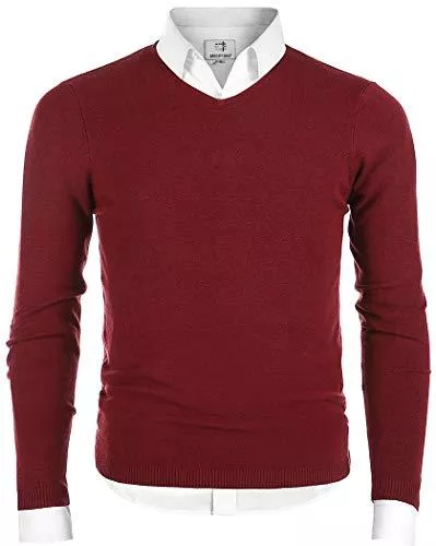 MOCOTONO Pullover & Strickmode MOCOTONO Herren Pullover V-Ausschnitt Langarmshirt Männer Strickpullover