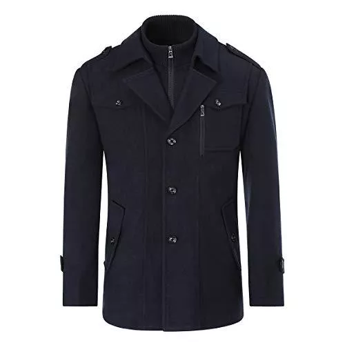 YOUTHUP Mäntel YOUTHUP Herren Wintermantel Wolle Winter Kurzmantel Mittellang Wollmantel Kurz Winterjacke für Business Freizeit