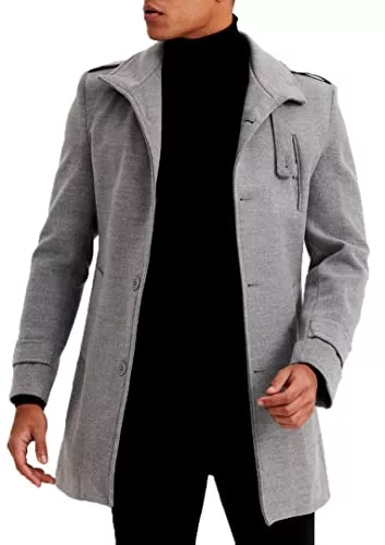 Leif Nelson Mäntel Leif Nelson Mantel Herren Jacke Kurzmantel Slim Fit Wollmantel Wintermantel Übergangsjacke Männer Winter Trenchcoat Lange Freizeitjacke Business