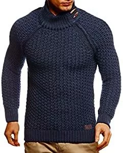 Leif Nelson Pullover & Strickmode Leif Nelson Herren Strick-Pullover Rollkragen Slim Fit für Winter Sommer Moderner schwarzer Männer Winterpullover Sweatshirt Langarmshirt Herren Basic Hoodie-Shirt LN5295