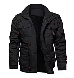 KEFITEVD Jacken KEFITEVD Winterparka Herren Fleece Gefüttert Winterjacke mit Viele Taschen Kapuze Warm Winter Mantel Übergangsjacke Militär Jacke mit Stehkragen