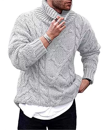 AUDATE Pullover & Strickmode AUDATE Herren Pullover Strickpullover Rollkragen Männer Grob Strick Winterpullover Rollkragenpullover Pulli