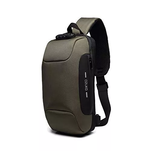 OZUKO Taschen & Rucksäcke OZUKO Herren Diebstahlsichere Brusttasche Umhängetasche, Anti-Diebstahl-Sling-Schulter-Umhängetasche Rucksack Wasserdichte Schultertasche mit USB-Ladeanschluss