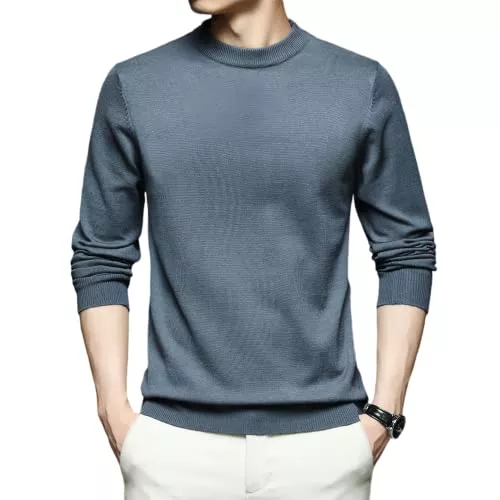 HengYun ART Pullover & Strickmode HengYun ART Herren-Pullover mit halblangem Halsausschnitt in 5 Größen und 5 Farben, einfarbig, locker, langärmelig, für Herren, lässiger Pullover, männliche Kleidung