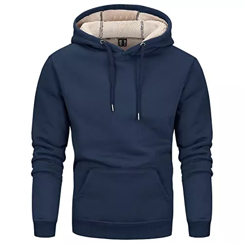 KEFITEVD Kapuzenpullover KEFITEVD Kapuzenpullover Herren Sherpa Gefüttert Winter Hoodie mit Känguru-Tasche Warm Winddicht Pullover für Freizeit Outdoor