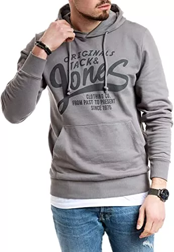 JACK & JONES Kapuzenpullover Jack and Jones Herren Hoodie Sweatshirt Rundhals Kapuzenpullover Print Sweat Hoody