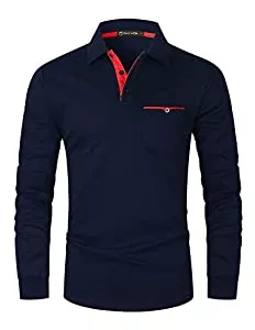 GHYUGR Poloshirts GHYUGR Herren Poloshirt Langarm Kontrast Tasche Polohemd T-Shirt Basic Polo S-2XL
