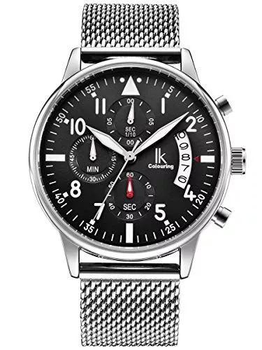 Alienwork Uhren Alienwork IK Armbanduhr Herren Damen Chronograph Mesh-Armband