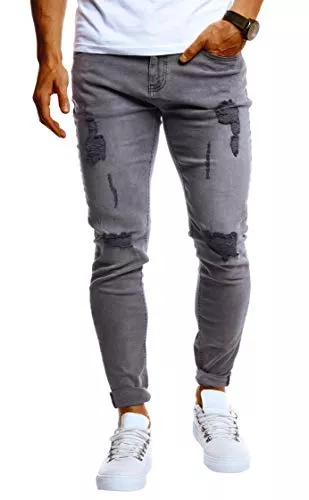 Leif Nelson Jeans Leif Nelson Herren Jeans Hose Slim Fit Denim Blaue graue Lange Jeanshose für Männer Coole Jungen weiße Stretch Freizeithose Schwarze Cargo Chino Sommer Winter Basic LN9150