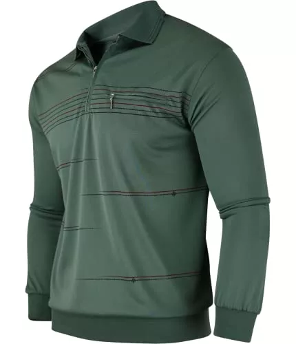 Soltice Langarmshirts Soltice Herren Langarm Poloshirt mit Brusttasche, Polohemd mit kariert, Gestreiftem Kragen, Blousonshirt aus Baumwoll-Mix (M bis 3XL)