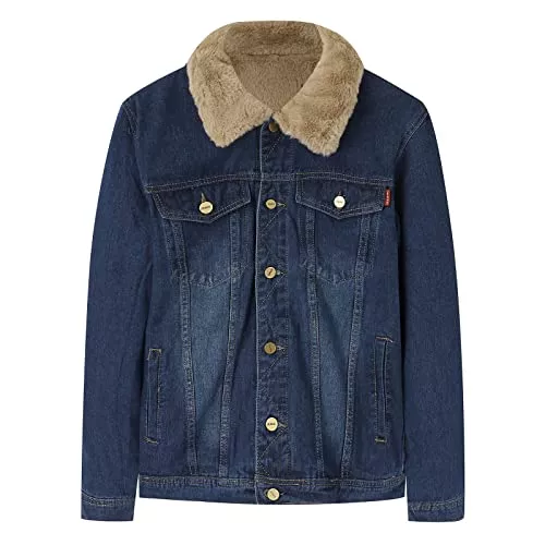 DPZZ Jacken DPZZ Herren Angebot Herren Herbst und Winter Mode Lässig Knopf Reißverschluss Plus Samt Jeansjacke Jacke Top Bluse Herren Wolljacke Winter