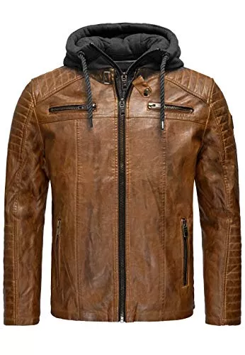 Redbridge Jacken Lederjacke mit abnehmbarer Kapuze Bikerjacke Herren Kunstleder