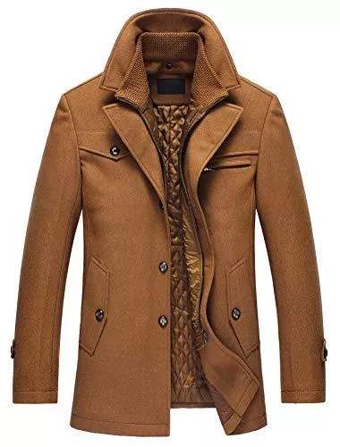 Lavnis Mäntel Lavnis Herren Warm Wollmantel Stehkragen Wintermantel Kurzmantel Winter Jacke Business Freizeit