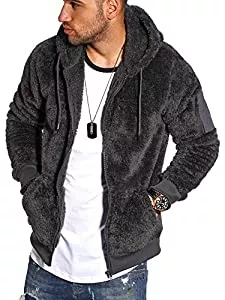 behype. Jacken behype. Herren Teddy-Fell Sweat-Jacke Sweatshirt weicher Hoodie mit Kapuze Fleece-Jacke 40-MSPHU