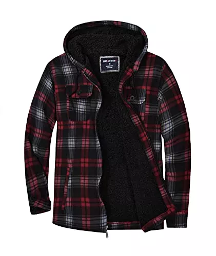 SwissWell Jacken SwissWell Herren Fleecejacke Verdicken Kariertes Softshelljacke Plüschfutter Freizeit hoodie Winterjacke mit Taschen