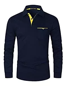 GHYUGR Poloshirts GHYUGR Herren Poloshirt Langarm Kontrast Tasche Polohemd T-Shirt Basic Polo S-2XL