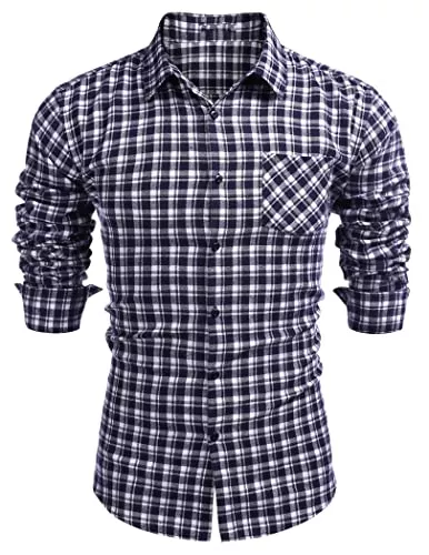 COOFANDY Hemden COOFANDY Trachtenhemd Herren Kariertes Hemd Slim Fit Langarm Freizeit Oktoberfest Karohemd für Männer