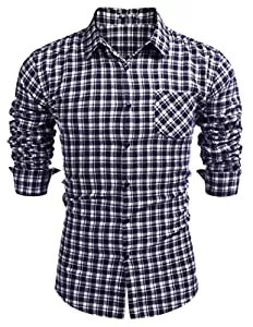 COOFANDY Hemden COOFANDY Trachtenhemd Herren Kariertes Hemd Slim Fit Langarm Freizeit Oktoberfest Karohemd für Männer