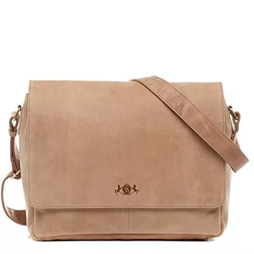 SID & VAIN Taschen & Rucksäcke SID & VAIN Laptoptasche Messenger Bag echt Büffel-Leder Spencer groß Businesstasche Zoll Laptop Umhängetasche Laptopfach Ledertasche Herren