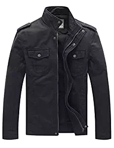 WenVen Jacken WenVen Herren Militär Jacke Klassisch Fracht Jacke Stehkragen Übergangsjacke Leicht Outdoor Jacke Mantel Cargo Stiel Oberbekleidung