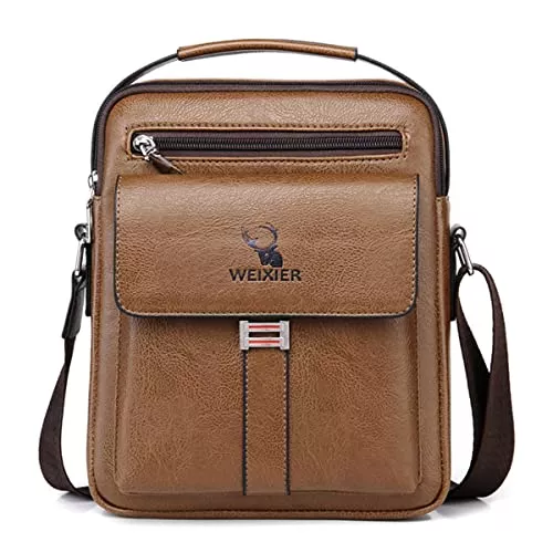 Hjkiopc Taschen & Rucksäcke Hjkiopc Umhängetasche Herren Schultertasch Crossbody Handytasche Messenger Bag Herrentasche Shulder Bag Leder Brusttasche