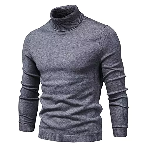 SHOUJIQQ Pullover & Strickmode SHOUJIQQ Winter Herren Pullover Rollkragen Pullover - Lässige Einfarbige Langarm Pullover, Plus Größe Schlanke Strickjacke Für Herren Bottoming Shirt Außenbekleidung Bekleidung