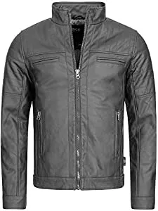 Indicode Jacken Indicode Herren Brook Jacke aus Leder-Imitat | Kunstleder Motorradjacke für Männer