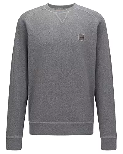 BOSS Pullover & Strickmode BOSS Herren Westart Relaxed-Fit Sweatshirt mit meliertem Logo-Aufnäher