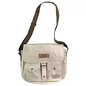 Qoier Taschen & Rucksäcke Canvas Messenger Bag, Men Women College Students Multi Pockets Crossbody Bag Shoulder Bag Handtaschen Satchel