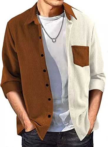 JMIERR Hemden JMIERR Jacke Herren Cord Hemdjacke Herren Dünne Freizeithemd Langarm Regular Fit Casual Slim Fit