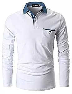 LIUPMWE Hemden LIUPMWE Poloshirt Herren Langarm Slim Fit Denim Nähen Einfarbig Männer Golf Polo Shirts Baumwolle Polohemd