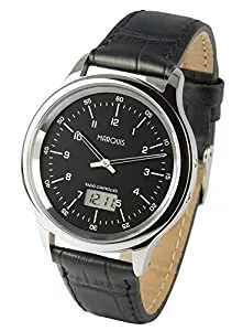 MARQUIS Uhren Elegante Herren Funkuhr (Junghans-Uhrwerk) Schwarzes Lederarmband, Edelstahlgehäuse 964.4114
