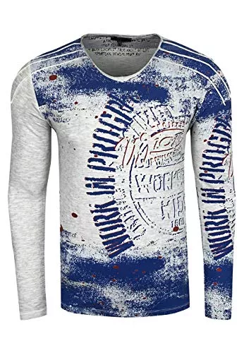 Rusty Neal Langarmshirts Rusty Neal Longshirt Herren Langarm Shirt mit ausgefallenem All Over Print Verwaschen 109