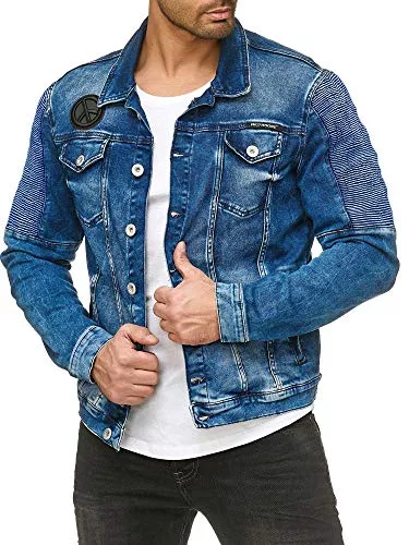 Redbridge Jacken Red Bridge Herren Jeansjacke Biker Style Jeans Jacket Blue Denim Jacke Blau M6058