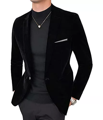 ORANDESIGNE Blazer ORANDESIGNE Herren Sakko Samt Blazer Slim Fit Männer Blazer Modern Freizeit Leichte Jacket Anzugjacke Eine Knopf Sakko für Business Frühling und Herbst