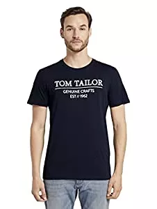 TOM TAILOR T-Shirts TOM TAILOR Herren T-Shirt mit Logo-Print aus Bio-Baumwolle