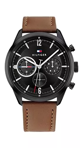 Tommy Hilfiger Uhren Tommy Hilfiger Multi Zifferblatt Quarz Uhr für Herren mit Braunes Lederarmband - 1791942