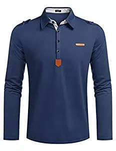COOFANDY Poloshirts COOFANDY Herren Poloshirt Langarm Regular Fit Basic Polo Business Polyester Elegante Polohemd für Männer S-3XL