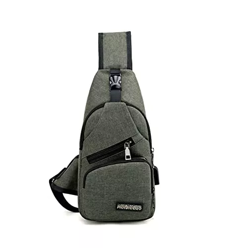PORRASSO Taschen & Rucksäcke PORRASSO Herren Brusttasche Klein Sling Rucksack mit USB Schultertasche Leichte Crossbody Umhängetasche für Outdoorsport Wandern Radfahren Reisen