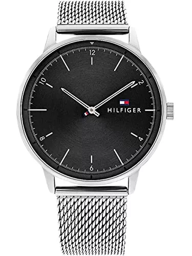 Tommy Hilfiger Uhren Tommy Hilfiger Analog Quarzuhr für Herren mit Silbernes Edelstahl-Mesh-Gliederarmband - 1791842