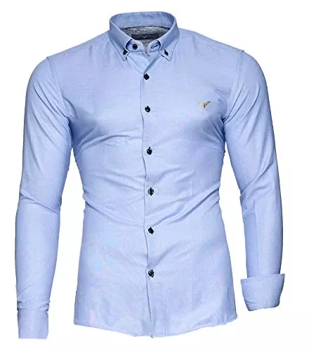 Kayhan Hemden Kayhan Oxford Herren-Hemden Herren-Hemd Slim-Fit Herren Hemden Langarm-Hemden Männer Freizeit-Hemd Business S-6XL