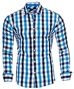 Kayhan Hemden Kayhan Herren Kariertes-Langarm-Hemd Oktoberfest Trachtenhemd Herren Slim-Fit-Herrenhemden Kariert Hemden S-6XL