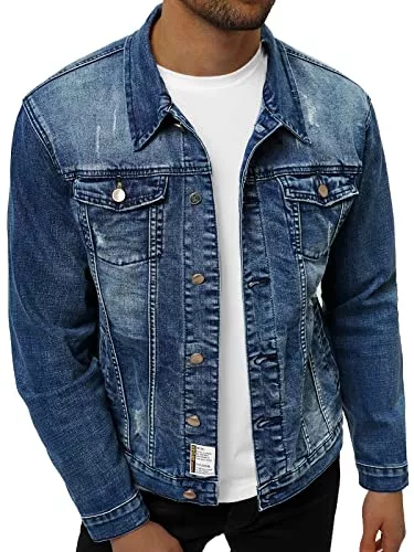 OZONEE Jacken OZONEE Herren Jeansjacke Jacke Jeans Winterjacke Gefüttert Übergangsjacke Herbstjacke Vintage Herrenjacke Winter Übergangs Denim Bikerjacke Sherpa Jacket Übergangs NB/MJ500BSZ