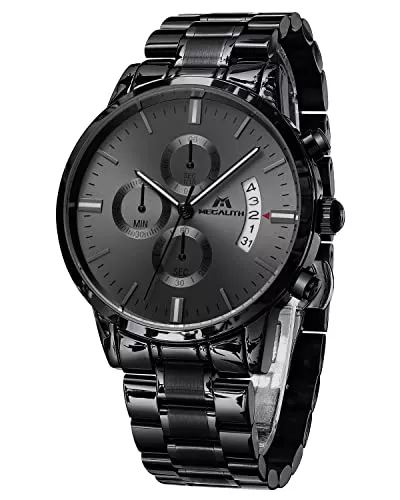 MEGALITH Uhren MEGALITH Herrenuhr Militär Chronographen Herren Wasserdicht Analog Armbanduhr Großes Ziffernblatt Leuchtende Datum Uhren fur Männer Klassische Elegantes Geschenk