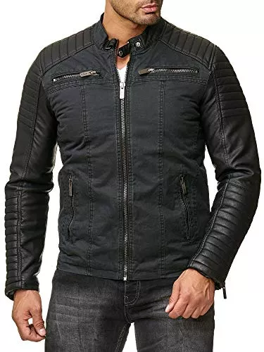 Redbridge Jacken Redbridge Red Bridge Herren Biker Kunstleder Jacke mit gesteppten Bereichen XS-5XL R-41451W