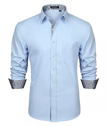 HISDERN Hemden HISDERN Herren Hemd formelle Freizeithemd Businesshemden Freizeithemden Langarm Baumwolle Klassisch Regular Fit Hemden