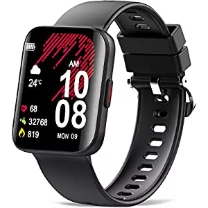 Kuizil Uhren Smartwatch Herren Damen, 1.69" Gekrümmter Bildschirm fitnessuhr mit Pulsuhr Schlafmonitor, Herzfrequenz, Schrittzähler, 22+ Sportmodi Fitness Armbanduhr, IP67 Wasserdicht Smart Watch für Android iOS